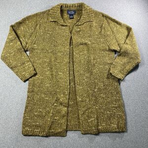 Sonoma Cardigan Sweater Long Olive Green Collar Open Front Size L